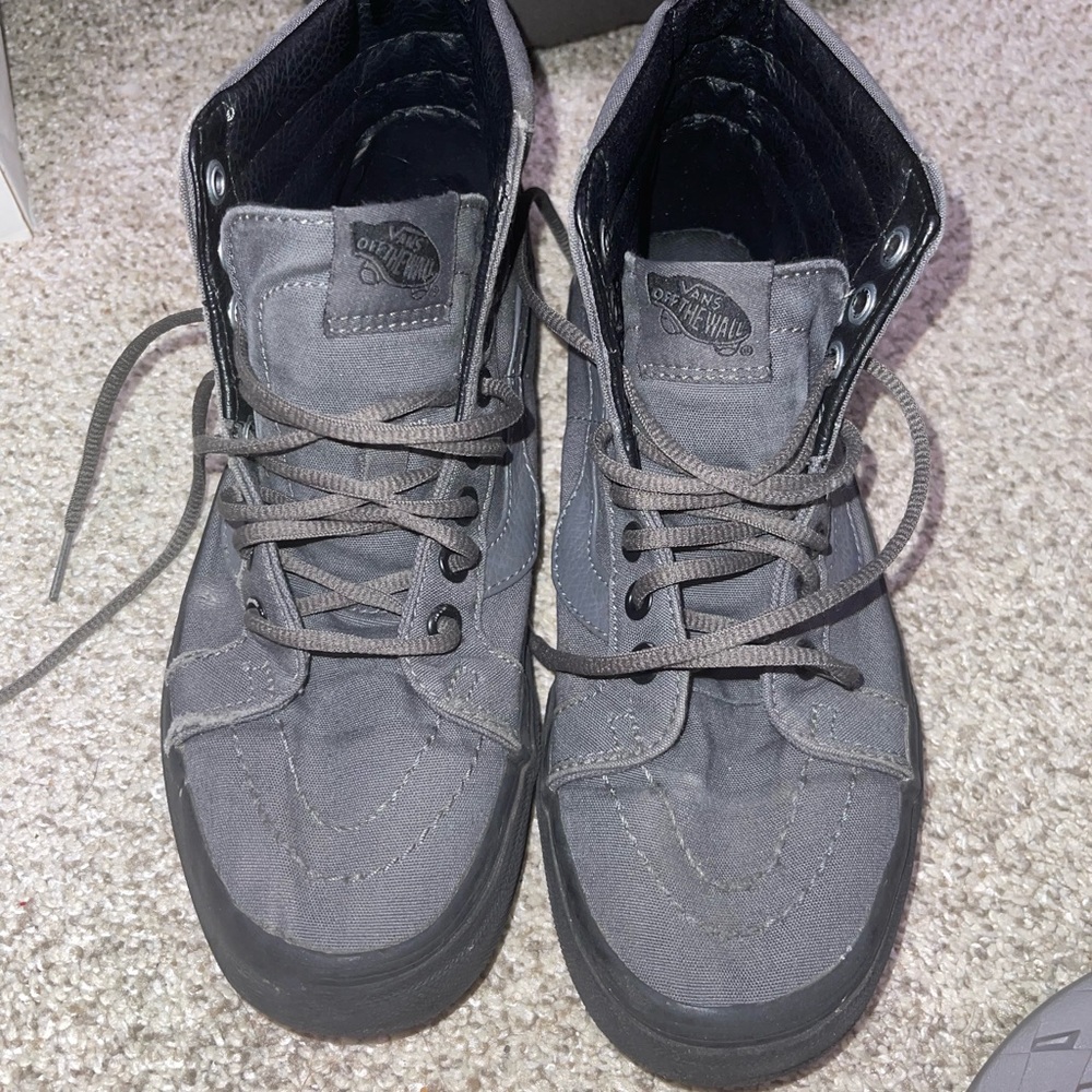 Gray/black high top vans